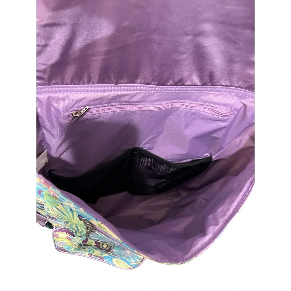 JU JU BE LARGE LAVENDER & GREEN FLORAL DIAPER CARRY BAG